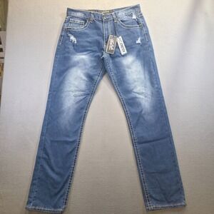 True Luck Men's Stretch Straight Denim Blue Jeans Size 34x34 NWT